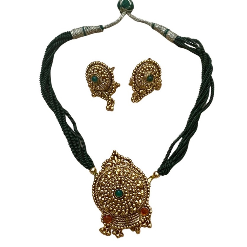 Indian Green Color Polki Necklace Set
